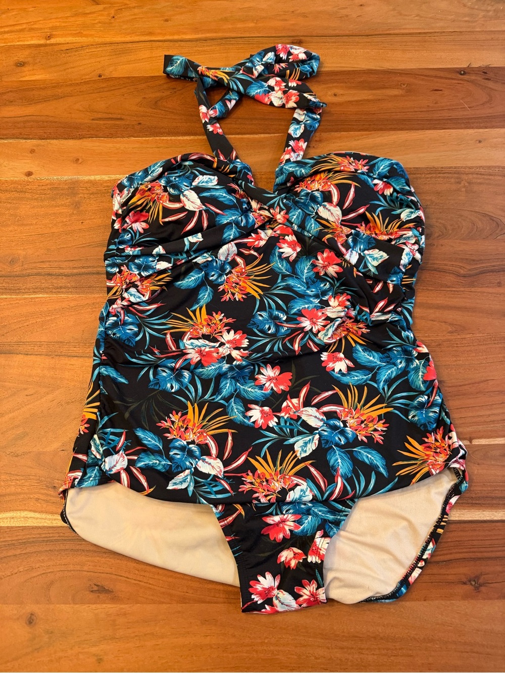 Hawaii Print Halter One Piece Swimsuit Size XL